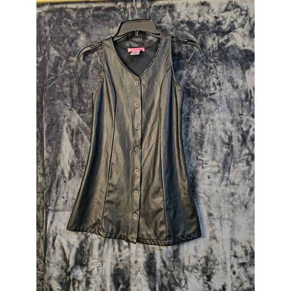 2 Hip Black K-Pop Pleather Dress Girls 8 - Picture 1 of 3